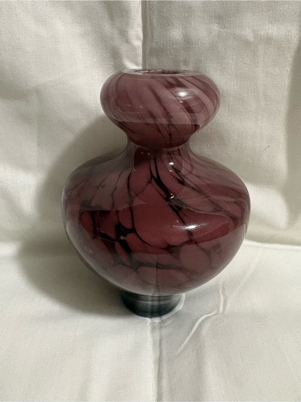 Decorative Marbled Glass Vase in Mauve and Black - Home Accents